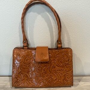 Patricia Nash Embossed Tan Leather Handbag